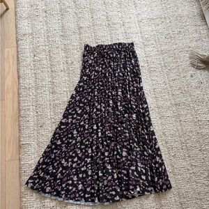 Ba&sh Black and Purple Floral Maxi Skirt
